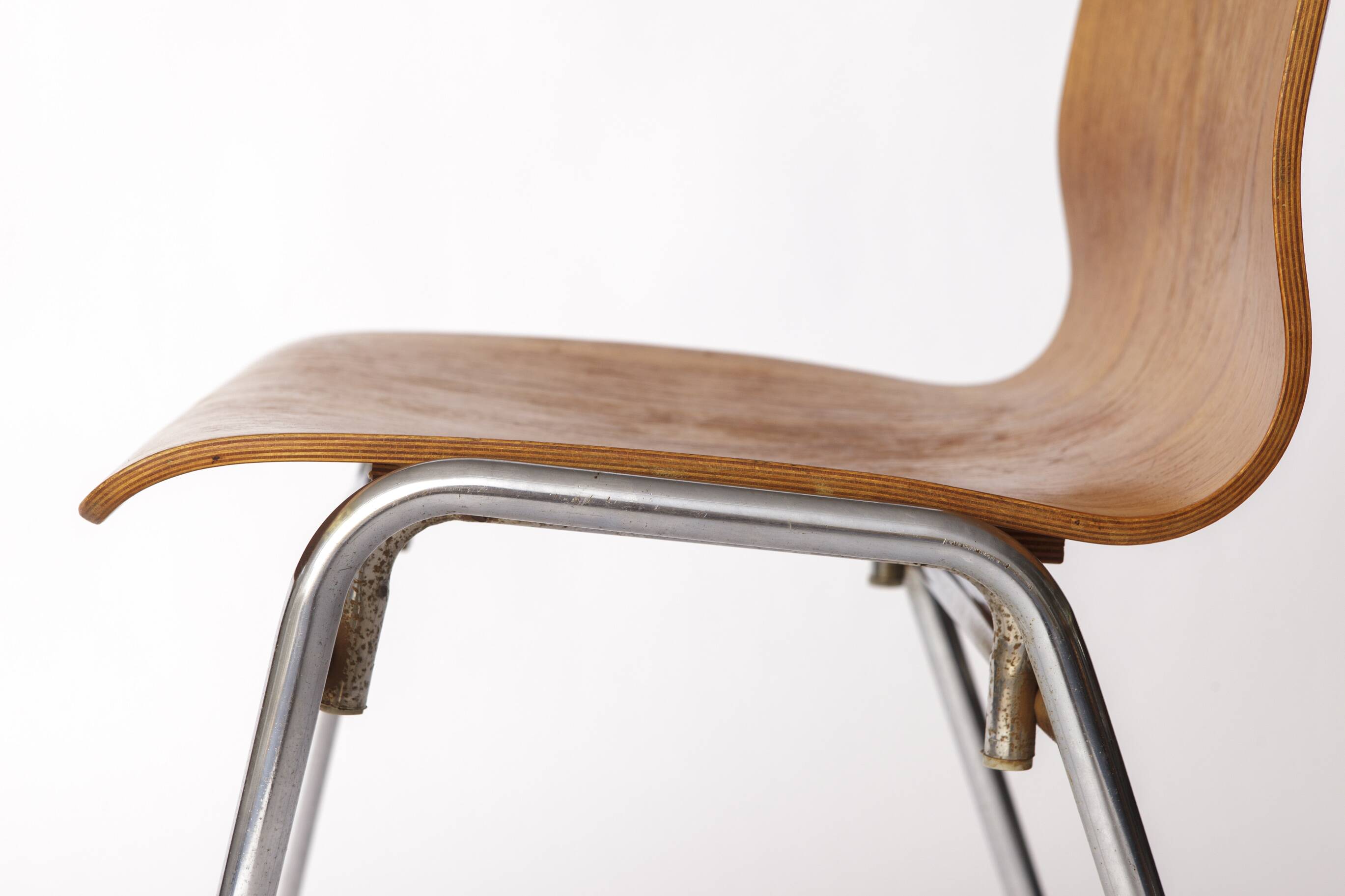 1 of 4 Vintage 1970s Teak & Metal Stacking Chair, Germany