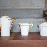 Art Deco porcelain tea service from Limoges, sugar bowl and milk jug, kitchen.