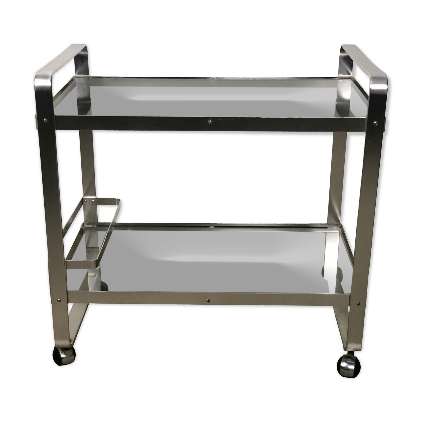 Rolling table in italian vintage aluminum by Martini and Rossi 1970