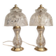 Pair of cut crystal and brass lamps - European production 1950