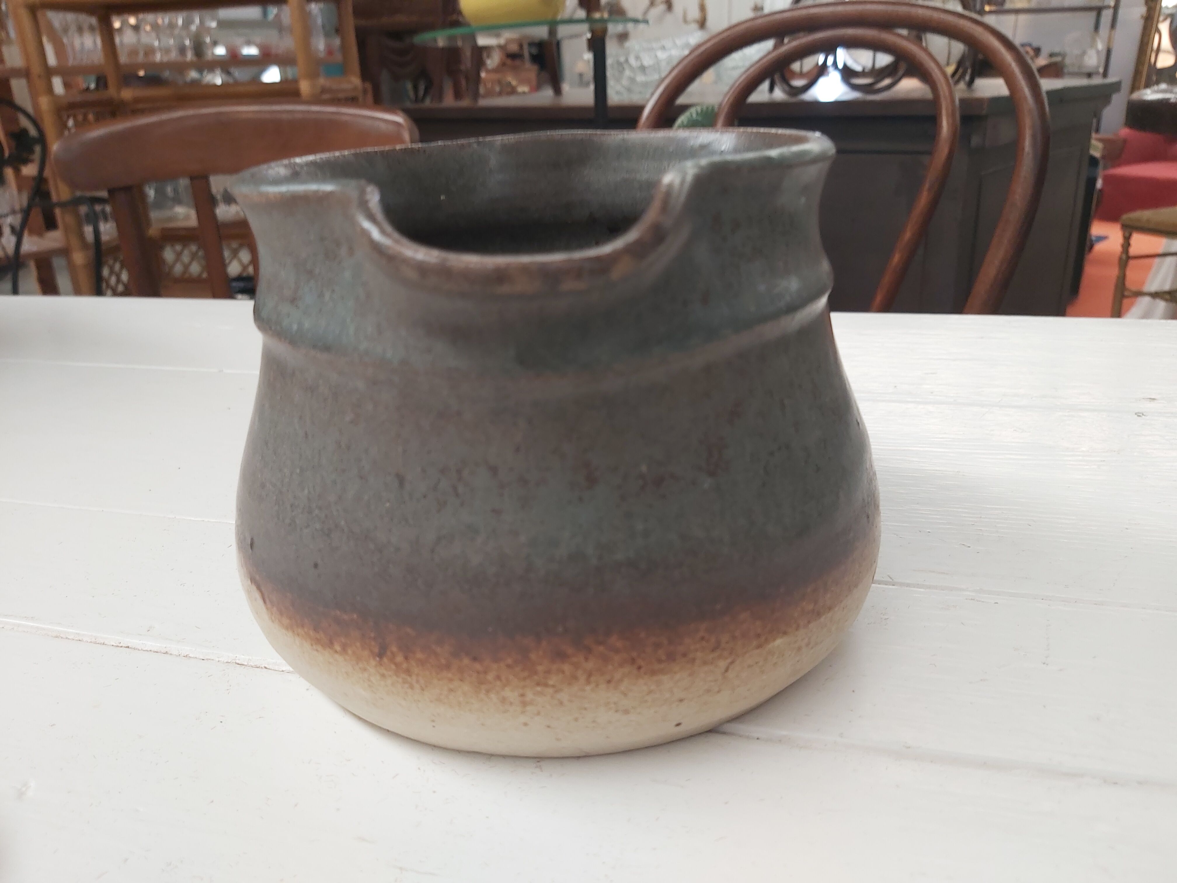 Enamelled stoneware pitcher