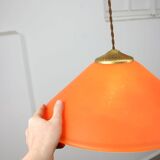Lampe à Suspension Vintage en Laiton et Verre, Italie