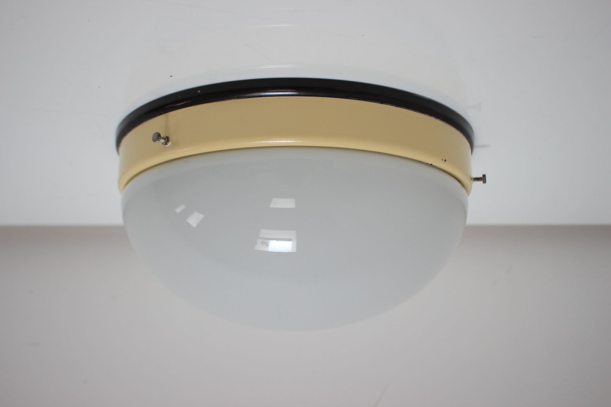 Midcentury Glass Ceiling Lamp, Flush Mount or Wall Lamp, 1960s