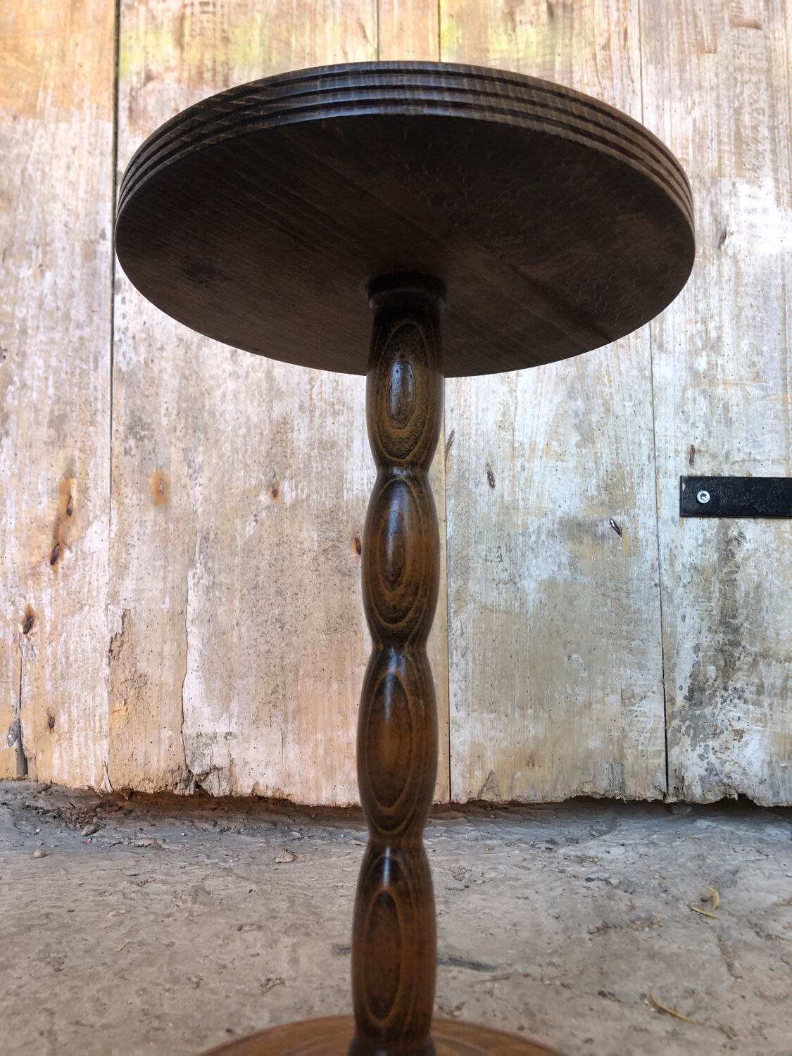 Turned wood side table