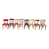 Set of 8 wooden bistro chairs bar mismatched