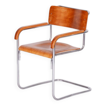Bauhaus Armchair in Chrome & Beech attributed to Mücke-Melder, 1930s