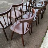 Set of 10 wooden bistro chairs - vintage