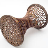 Tabouret vintage tam tam en rotin