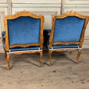 Pair Of Armchairs For Queen Louis XV, Carved “oak” Wood 18th Century