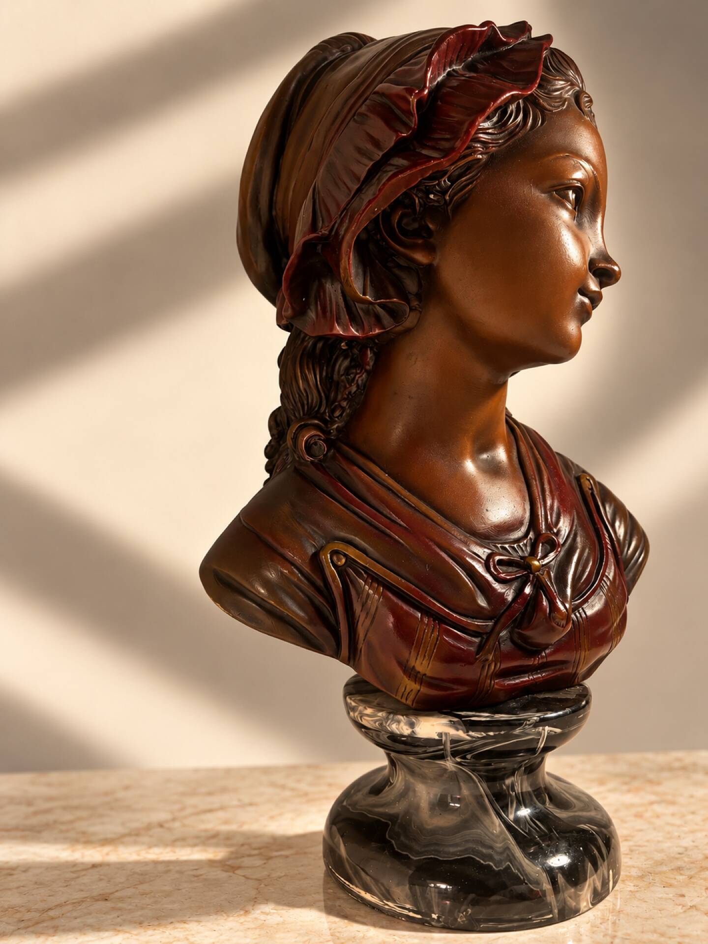 Bust of a woman 40 cm – Art Nouveau style – bronze effect finish