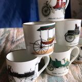 Vintage mocha service collection 6 cups cars real limoges porcelain of paris