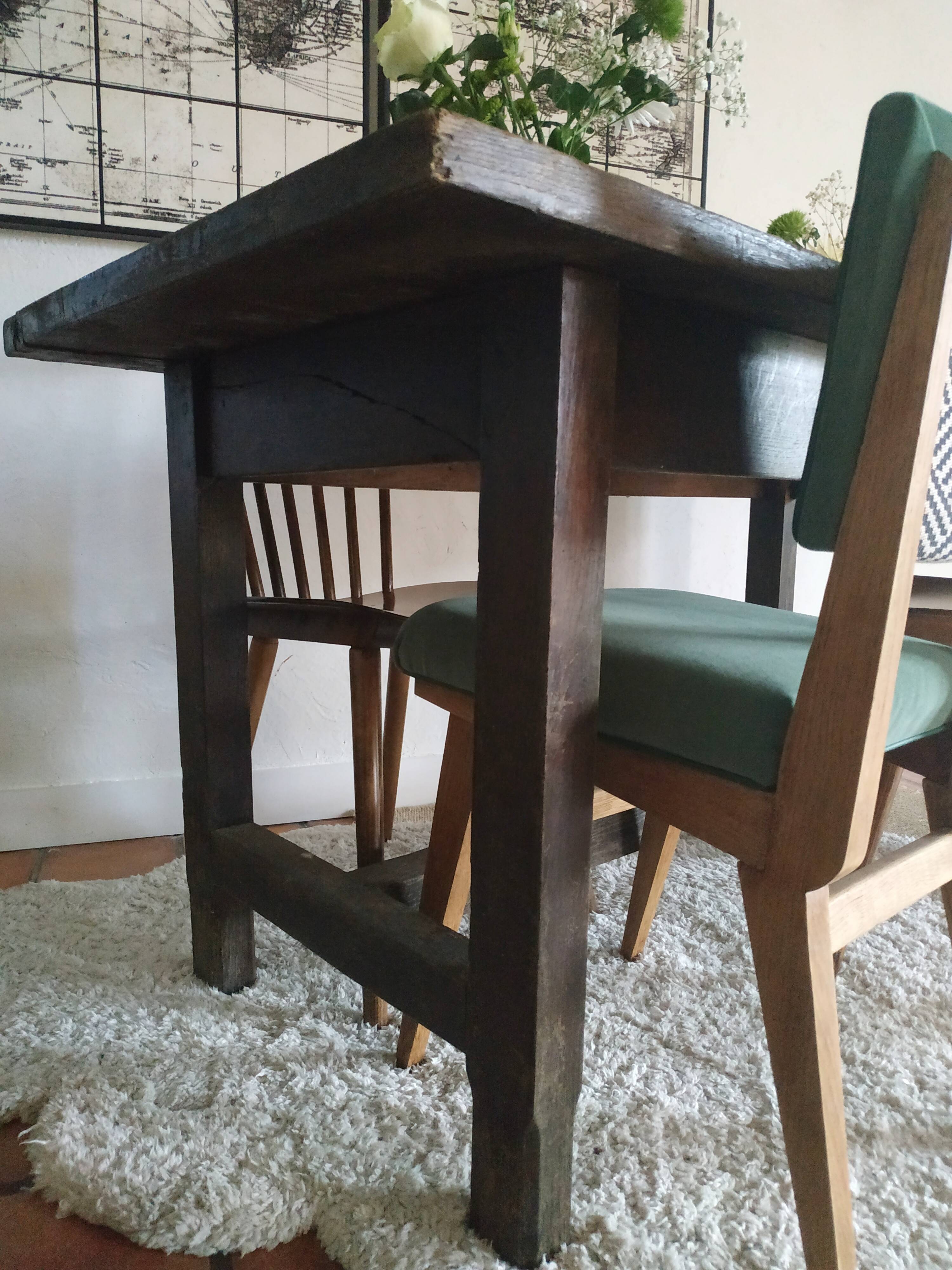 Old solid wood farm table