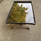 Table basse vintage en fer forgé et verre