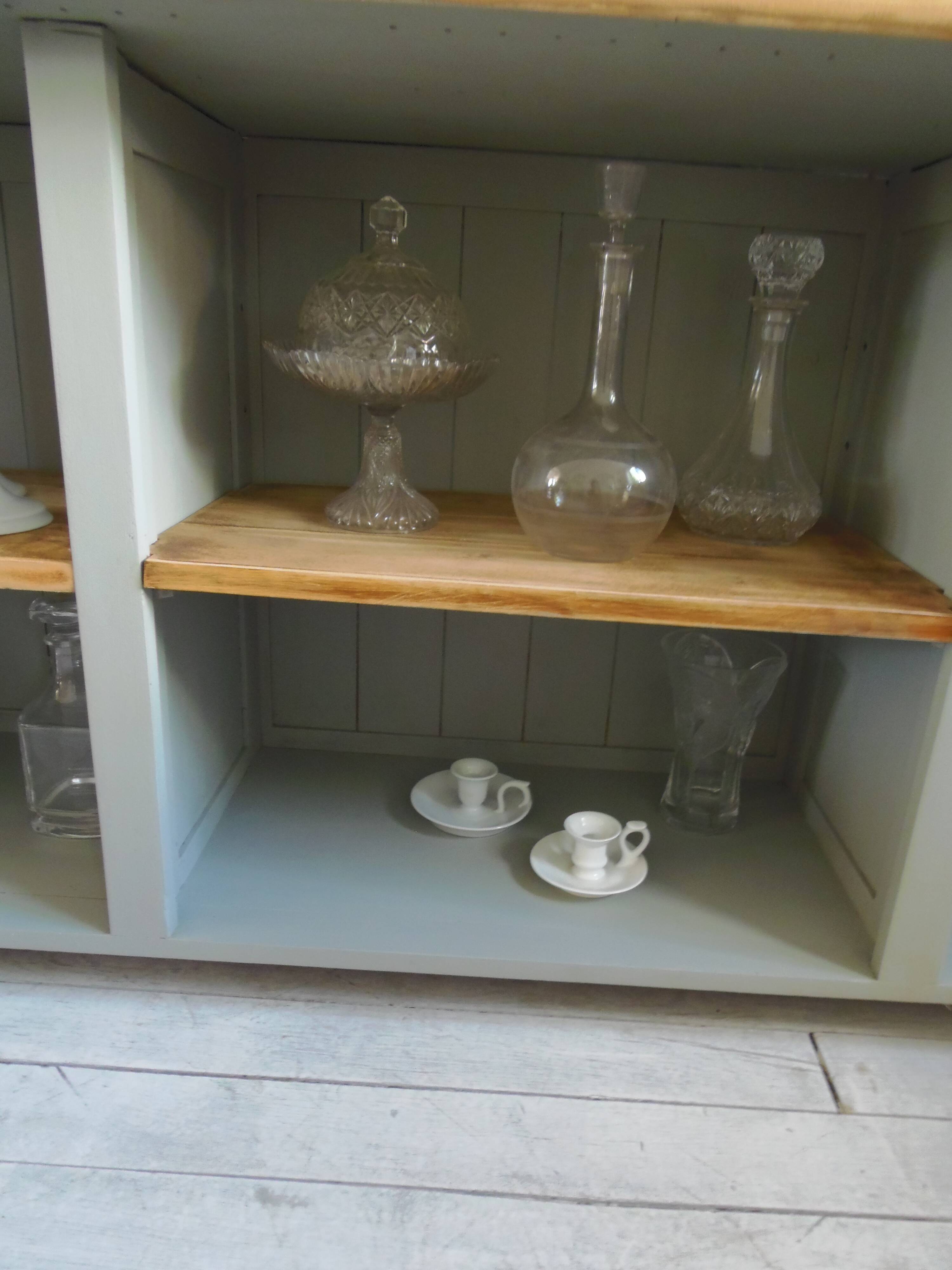 Professional furniture enhanced in verdigris, wooden top.