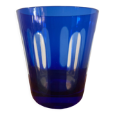 Antique crystal glass lined blue.