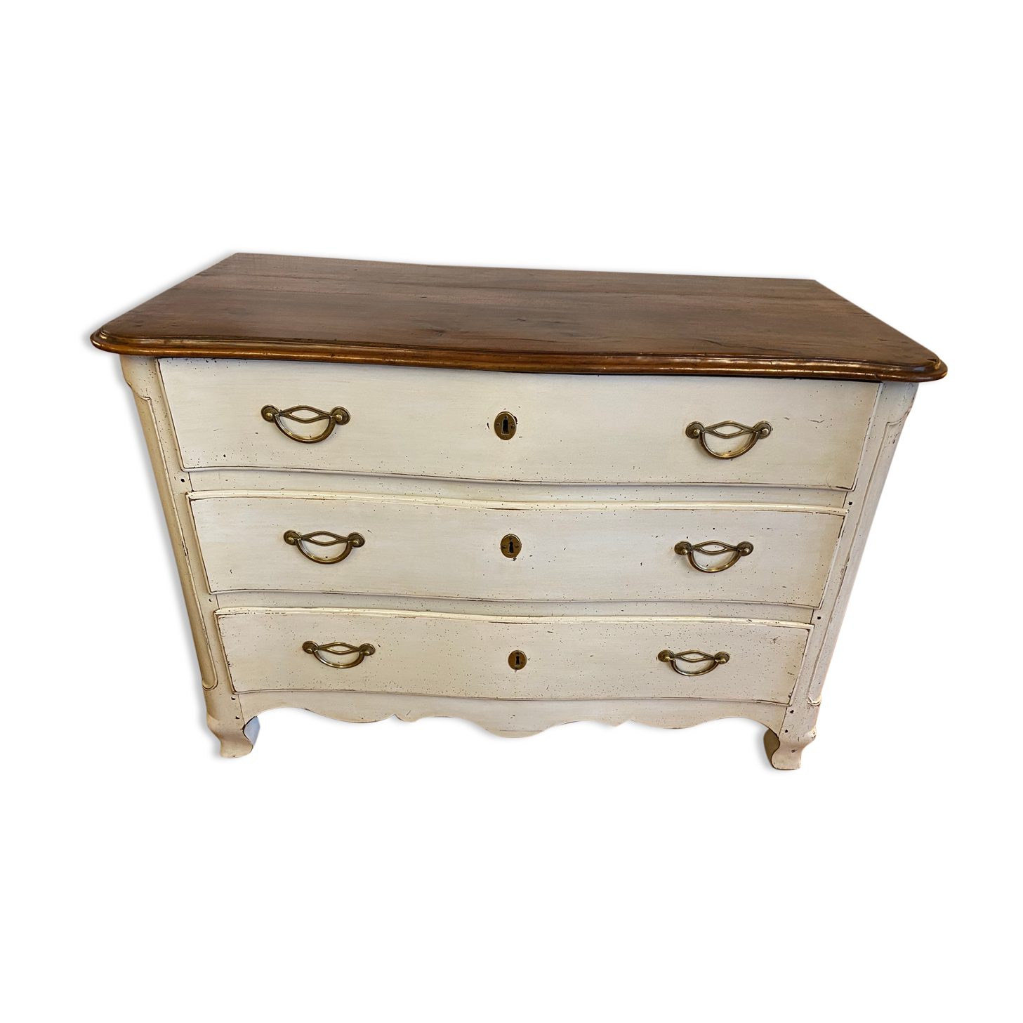 Chest of drawers from the regency period patinated light gray. Perfect condition.