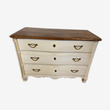 Chest of drawers from the regency period patinated light gray. Perfect condition.