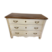 Commode d'époque régence patinée gris clair. Parfait état.