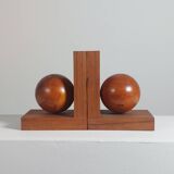 Wooden Art Deco bookends sphere decor