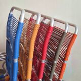 Set of 5 vintage scoubidou armchairs 1950 in aluminium & plastic wire 50