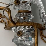 Pair of parrot crystal or parakeet wall sconces Maison Baguès 1950