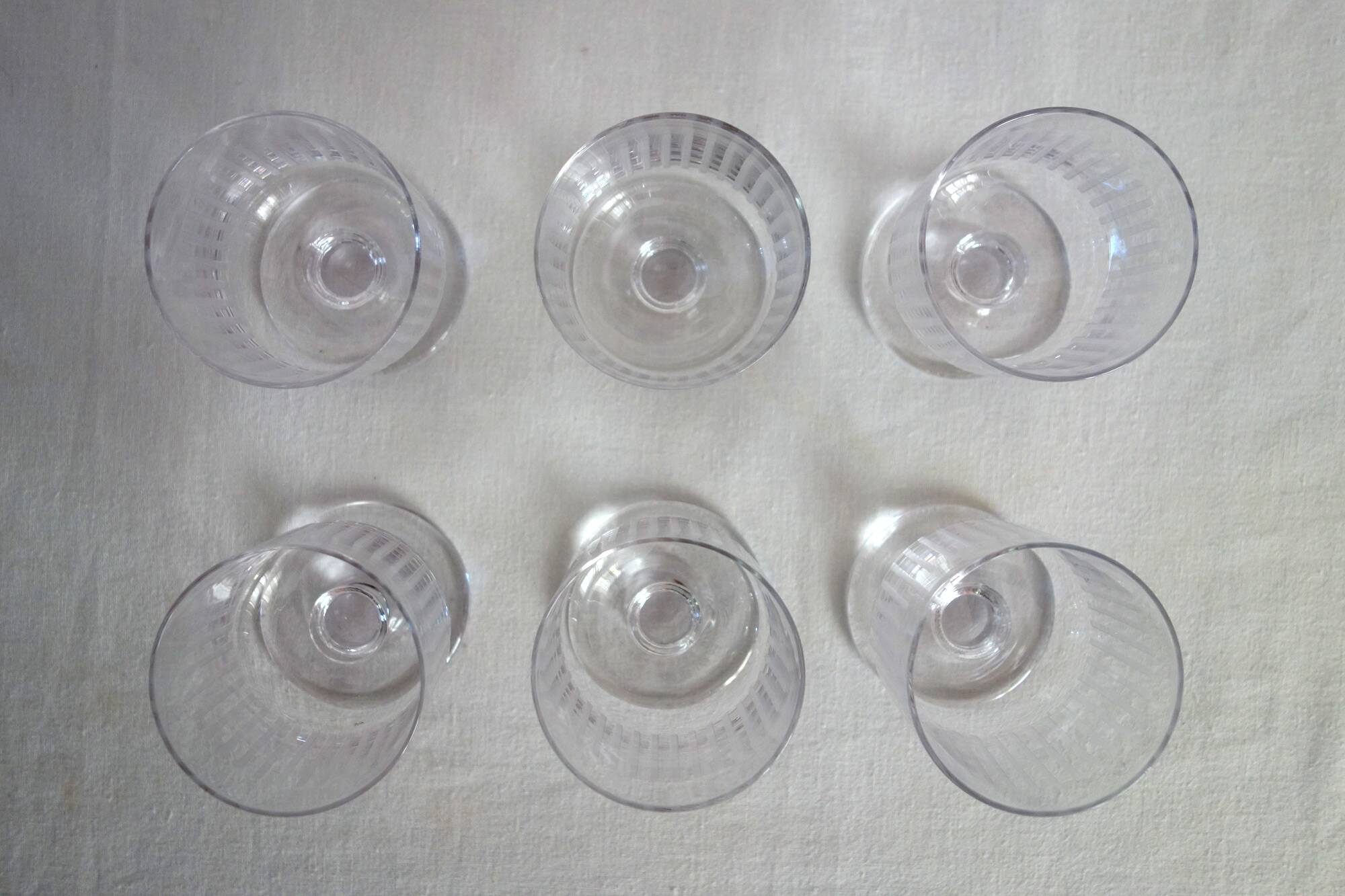 Set of 6 vintage cut crystal aperitif glasses