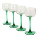 Set of 4 Vintage Luminarc Alsace Wine Glasses Narrow Green Stems