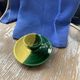 Two-tone ceramic shell with vintage green and yellow enamelled 1950