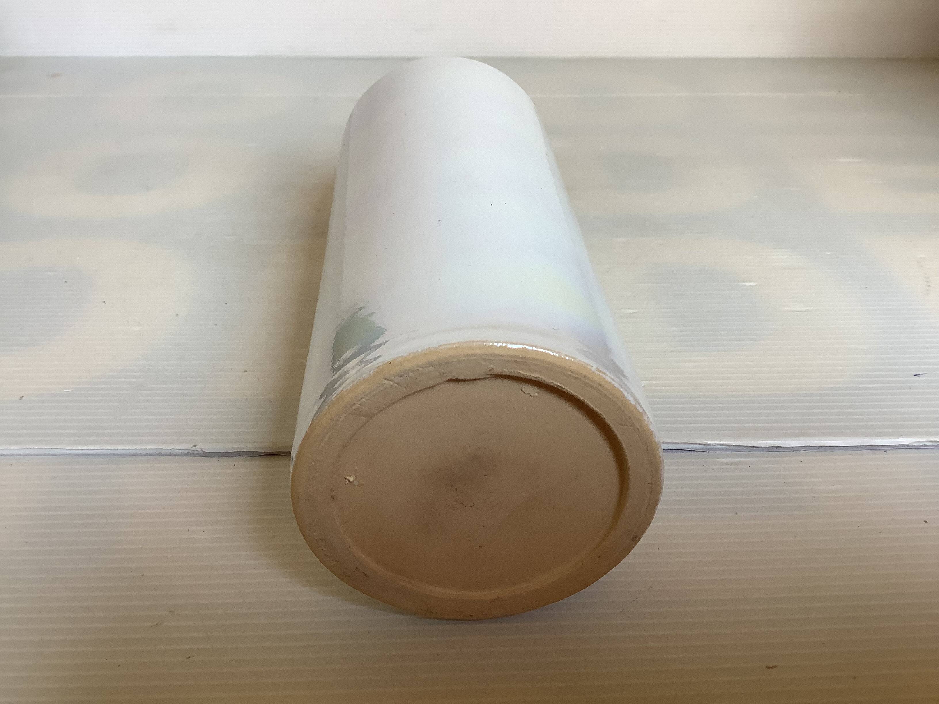 Iridescent white cylinder vase