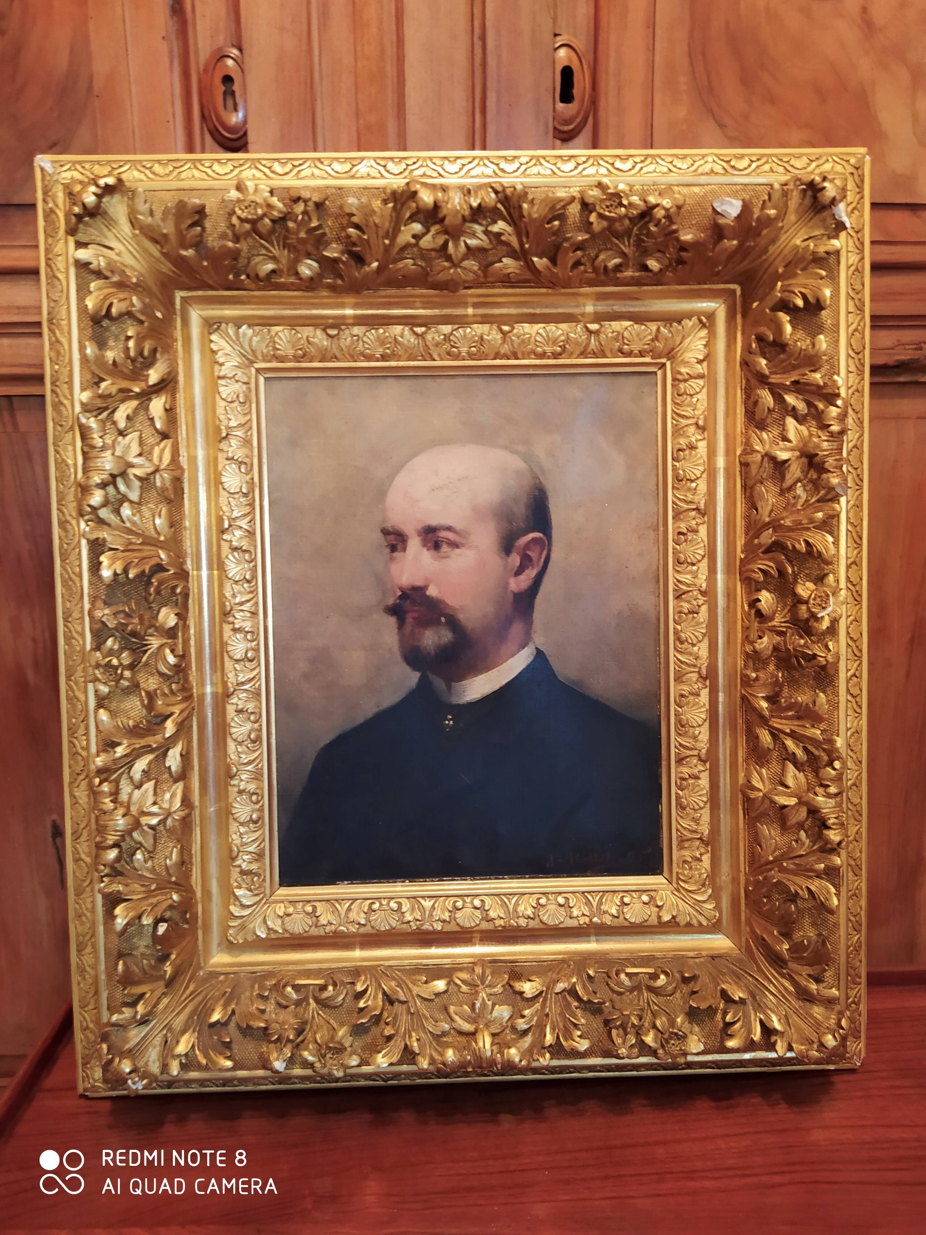 Portrait d’homme XIXe – A. Bellet, 1882 – Huile sur toile et superbe cadre