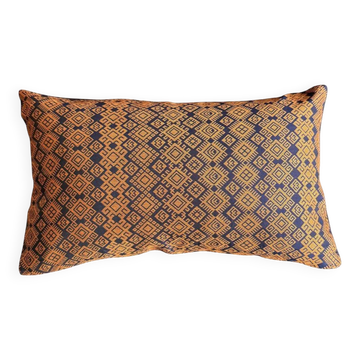 Housse de coussin Kachin bleu marine et orange