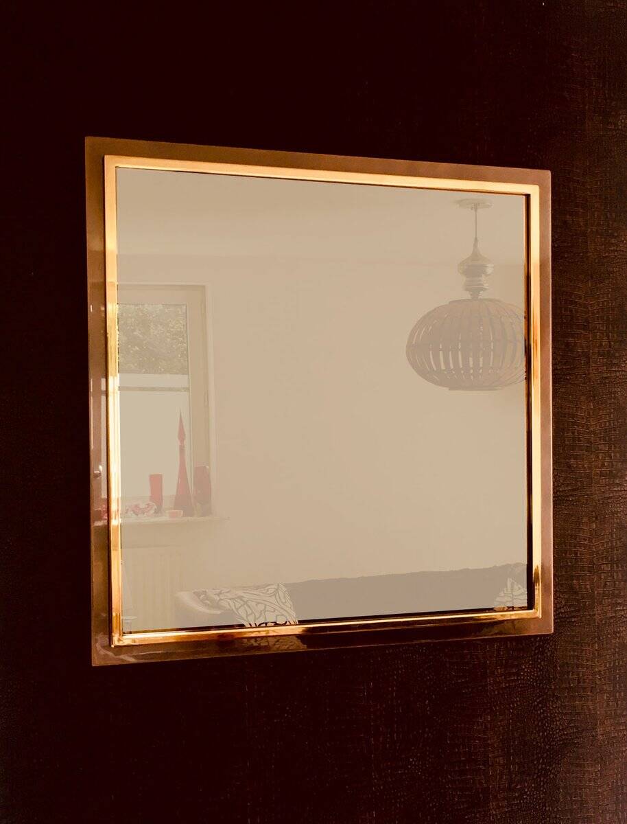 Postmodern Square Bronze Mirror from Belgo Chrom, Belgium, 1980s