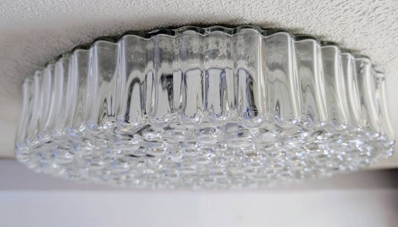 Space Age Staff ceiling light with bubbled glass