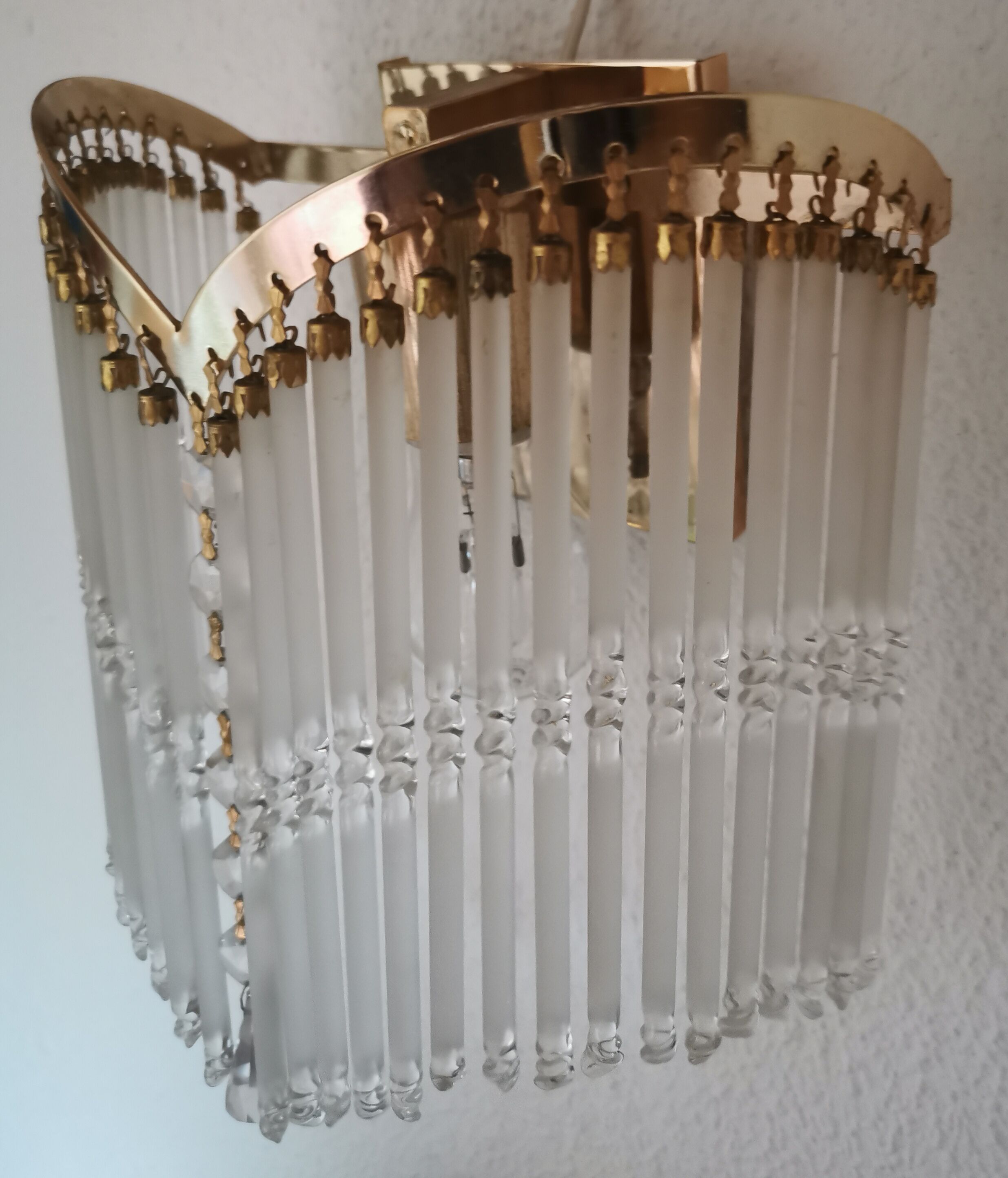 Vintage wall sconce gold metal and stamps