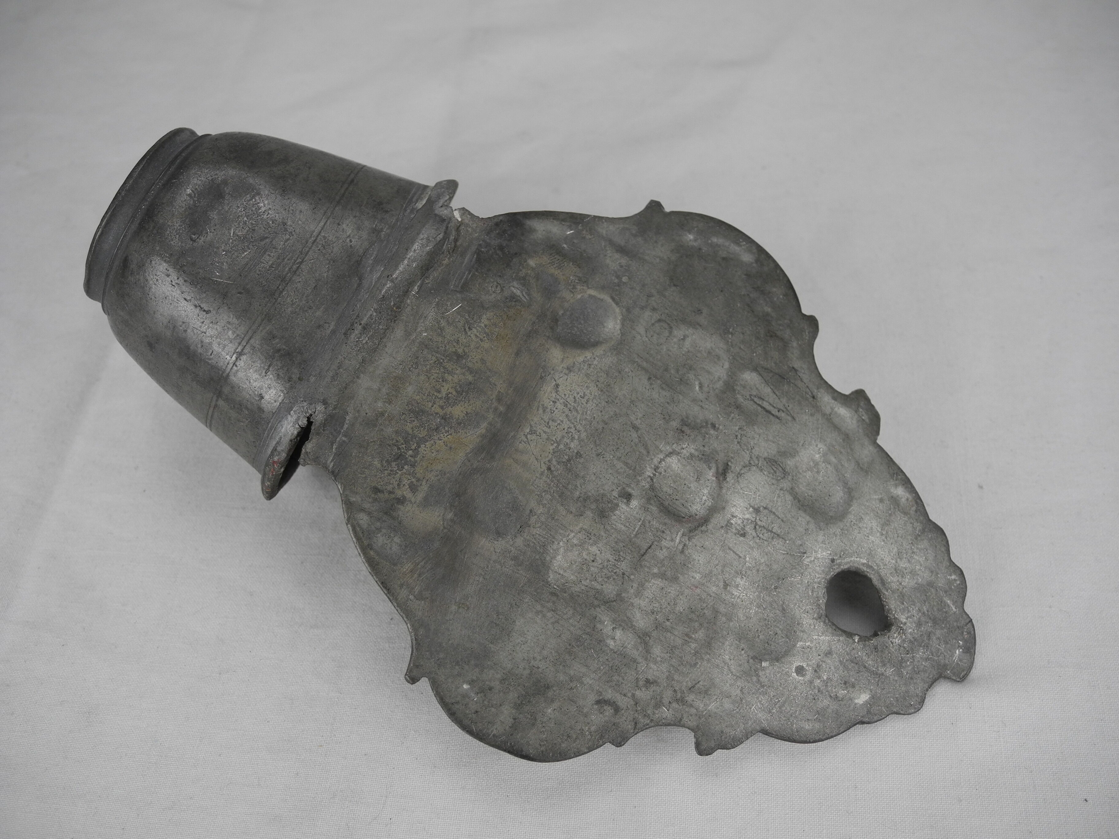 Antique 18th century pewter holy water font