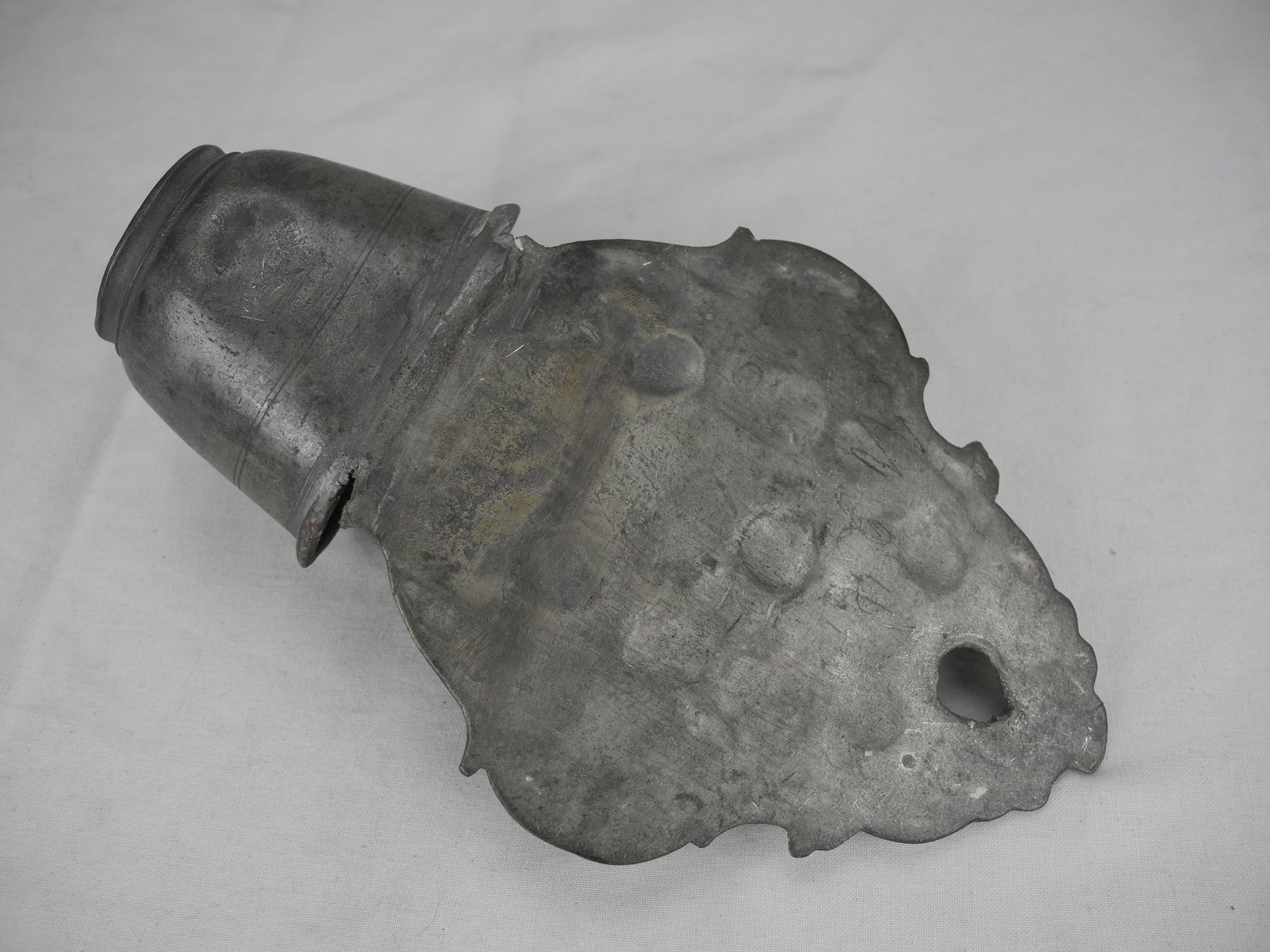 Antique 18th century pewter holy water font