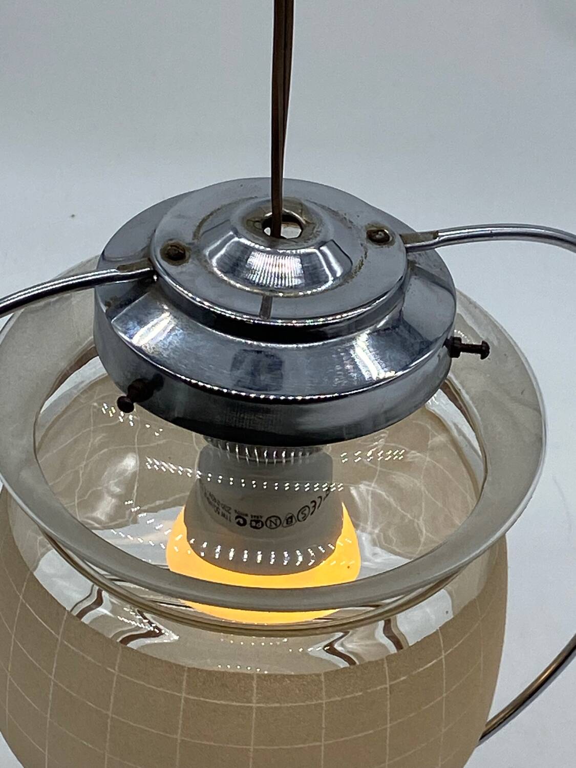 Art Deco chandelier / light fixture / pendant light, vintage, chrome