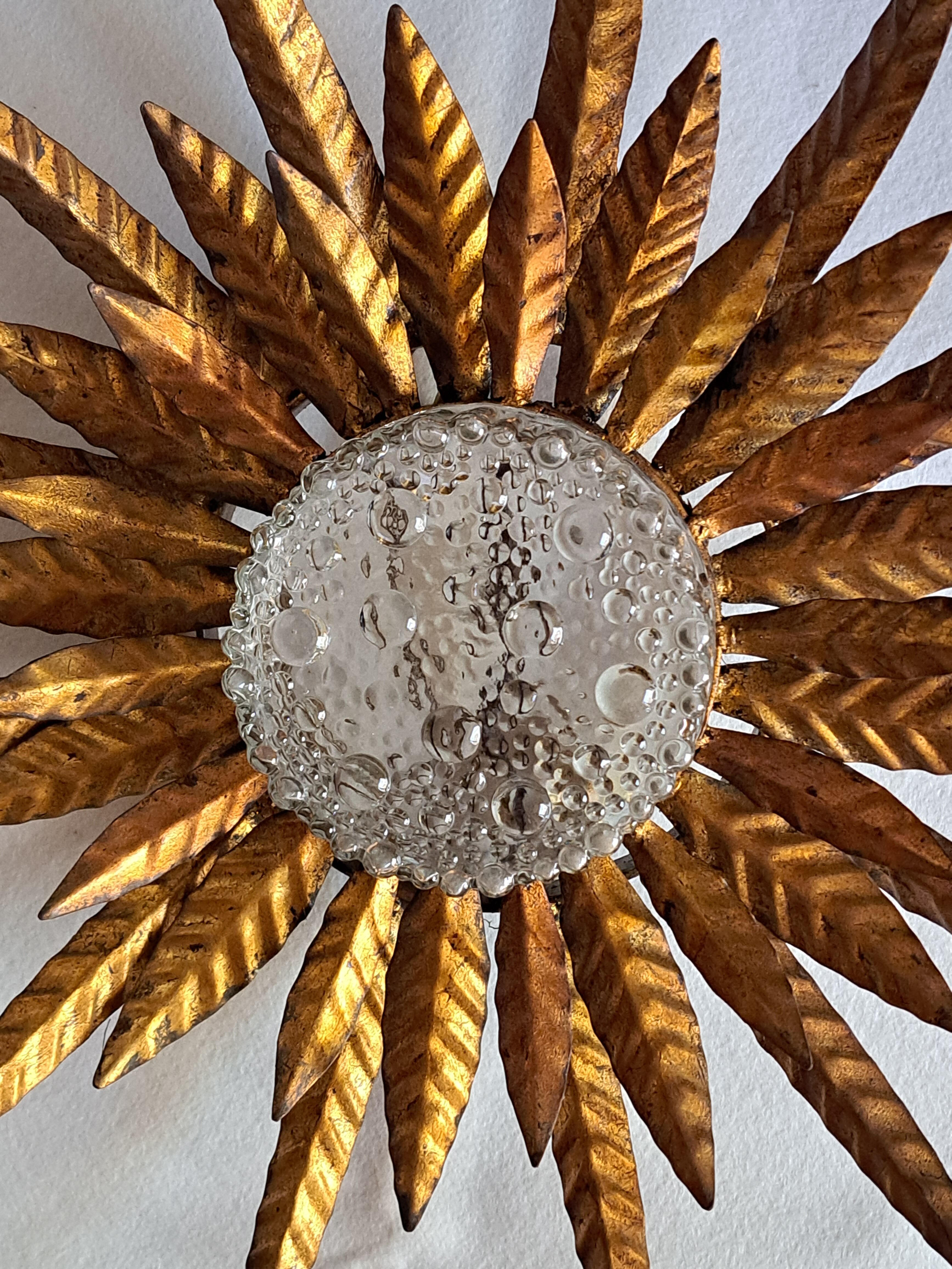 Gilded metal ceiling lamp 60s