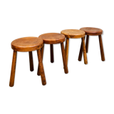 Set of four shepherd's low stools