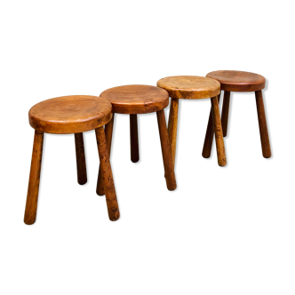 Set of four shepherd's low stools