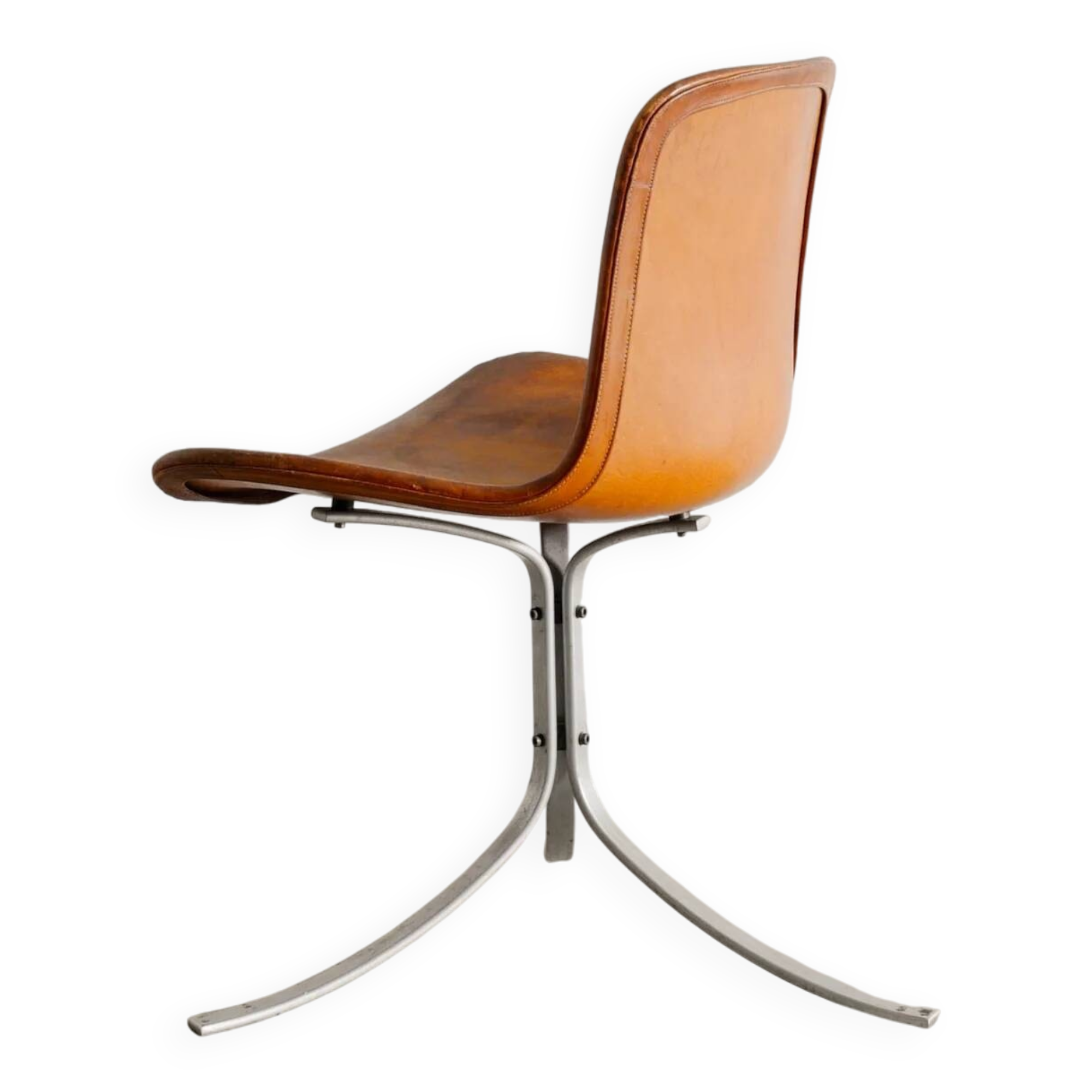 Vintage Danish Mid Century Brown Leather "PK 9" Chair Poul Kjaerholm, 1960s