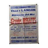 Poster "Great Regatta - Great Women's Race in Yole at 4" - City of Langon - 1937