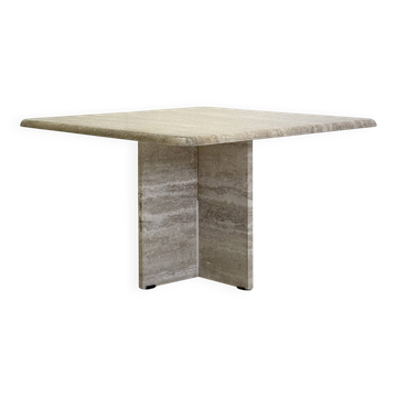 Table basse carrée vintage en travertin