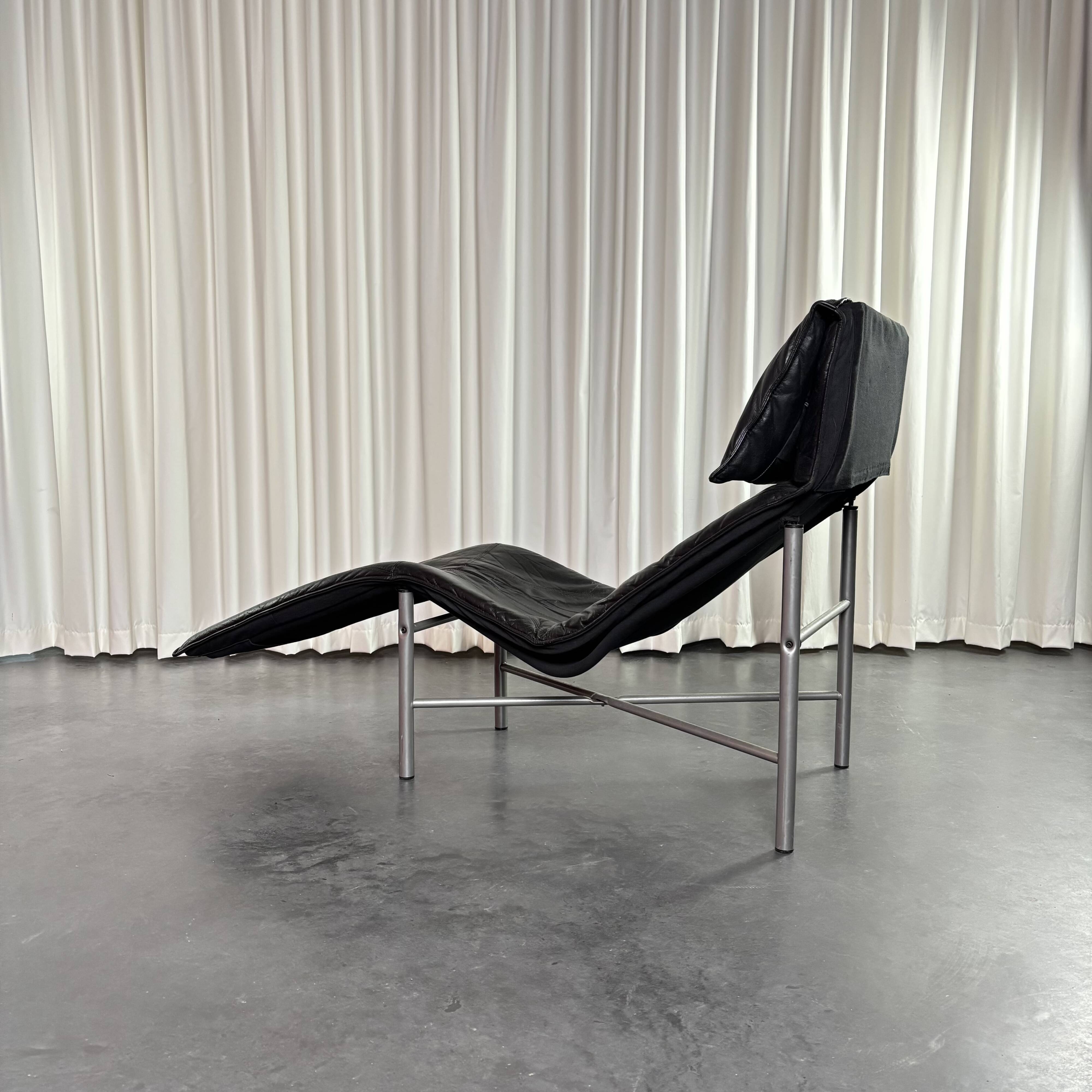 Chaise Longue Skye en Cuir Noir par Tord Björklund pour Ikea, Suède, 1980