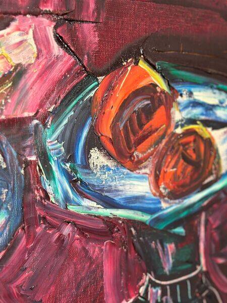 Original mid-century European oil on canvas – “Still Life” by Roy – dated 1969 – vintage & framed – 75 × 64 cm (29.5" × 25.2")