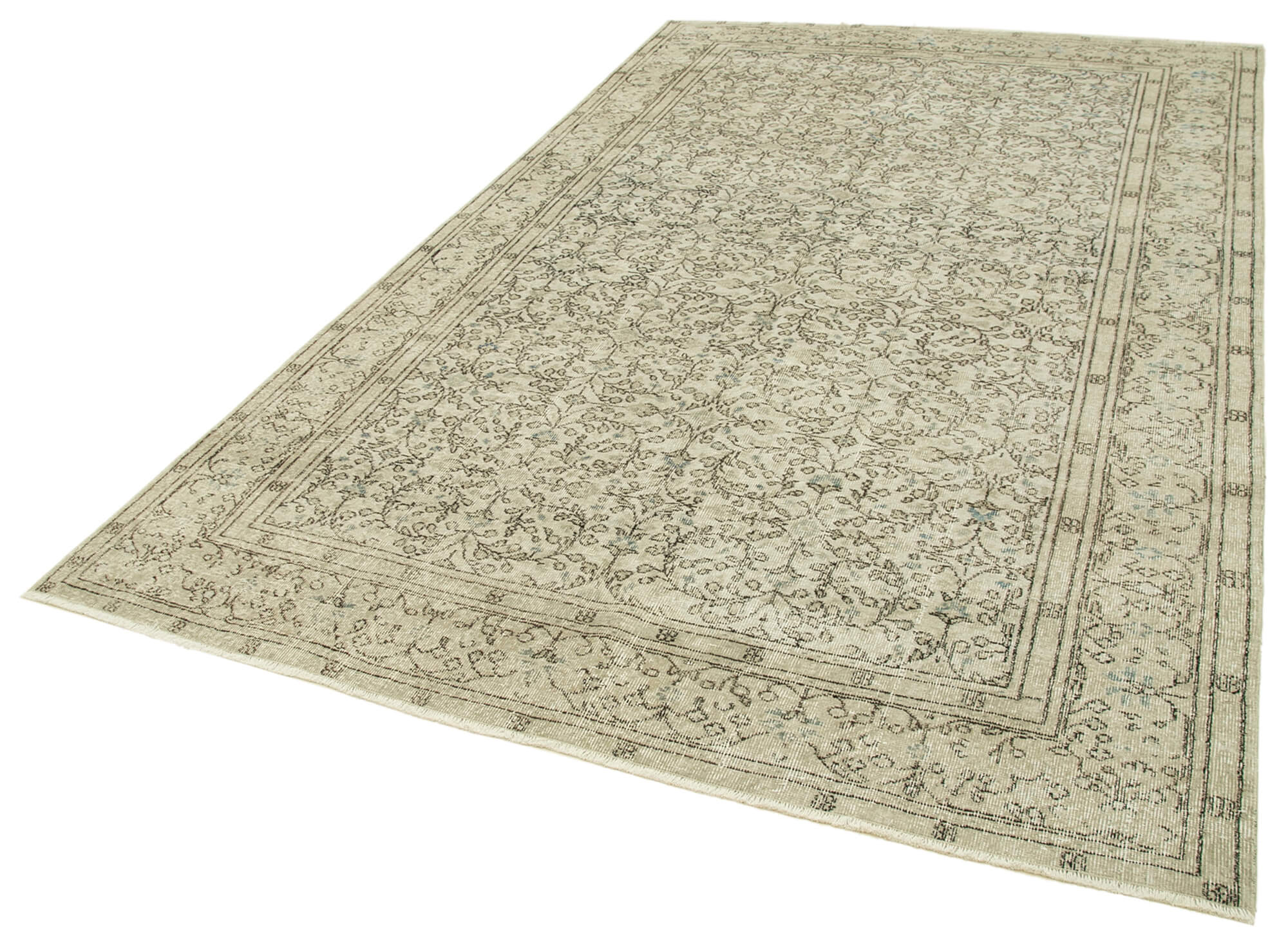 Handmade rustic oriental beige rug 194 cm x 313 cm