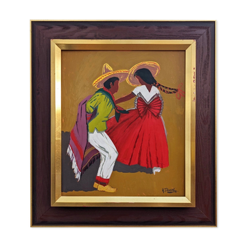 Mid-Century Modern "Mexican Dancers" Swedish Figurative Oil Painting, Framed