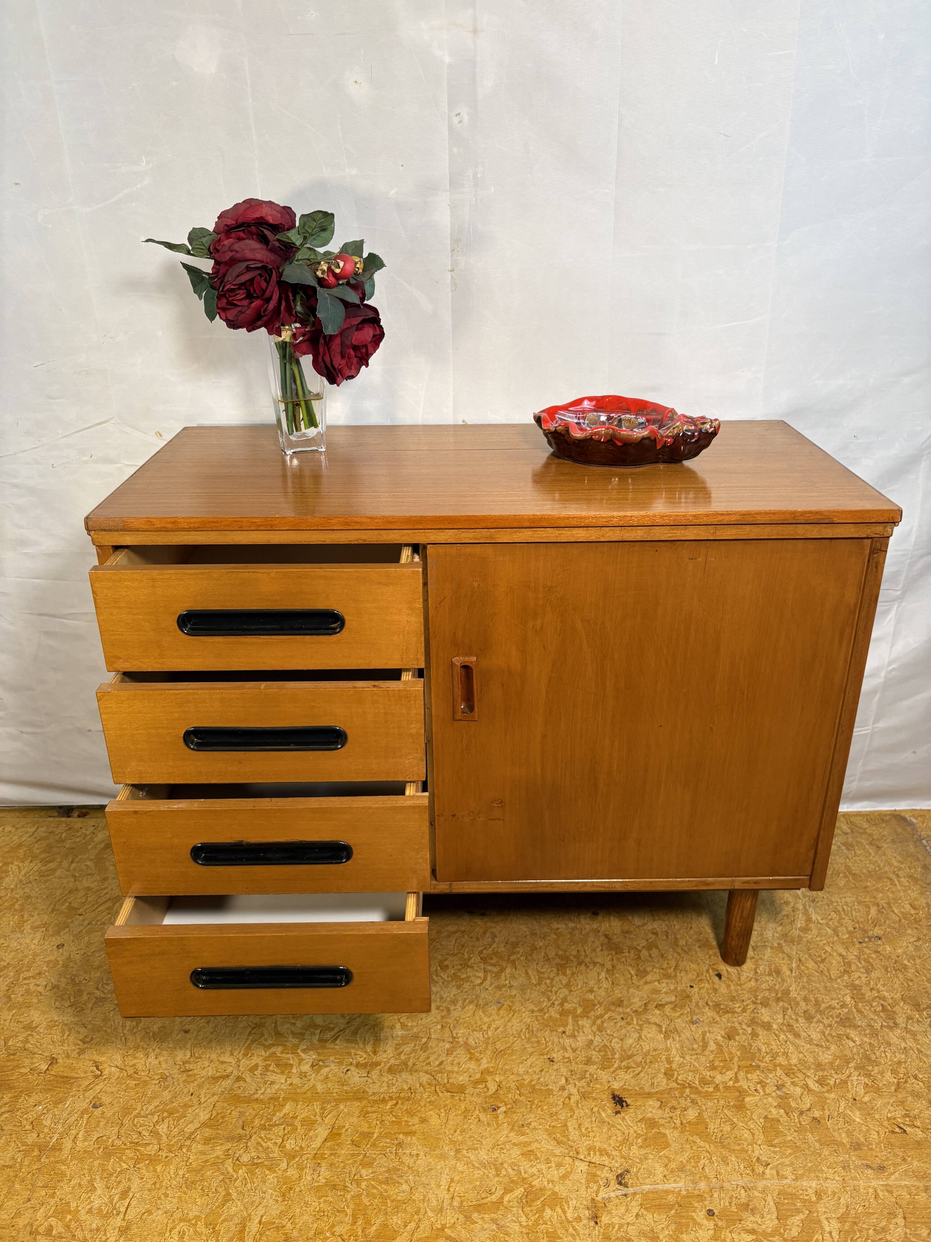 Vintage Mid-Century Teak Small Sideboard | 1960s | Scandinavian Compact