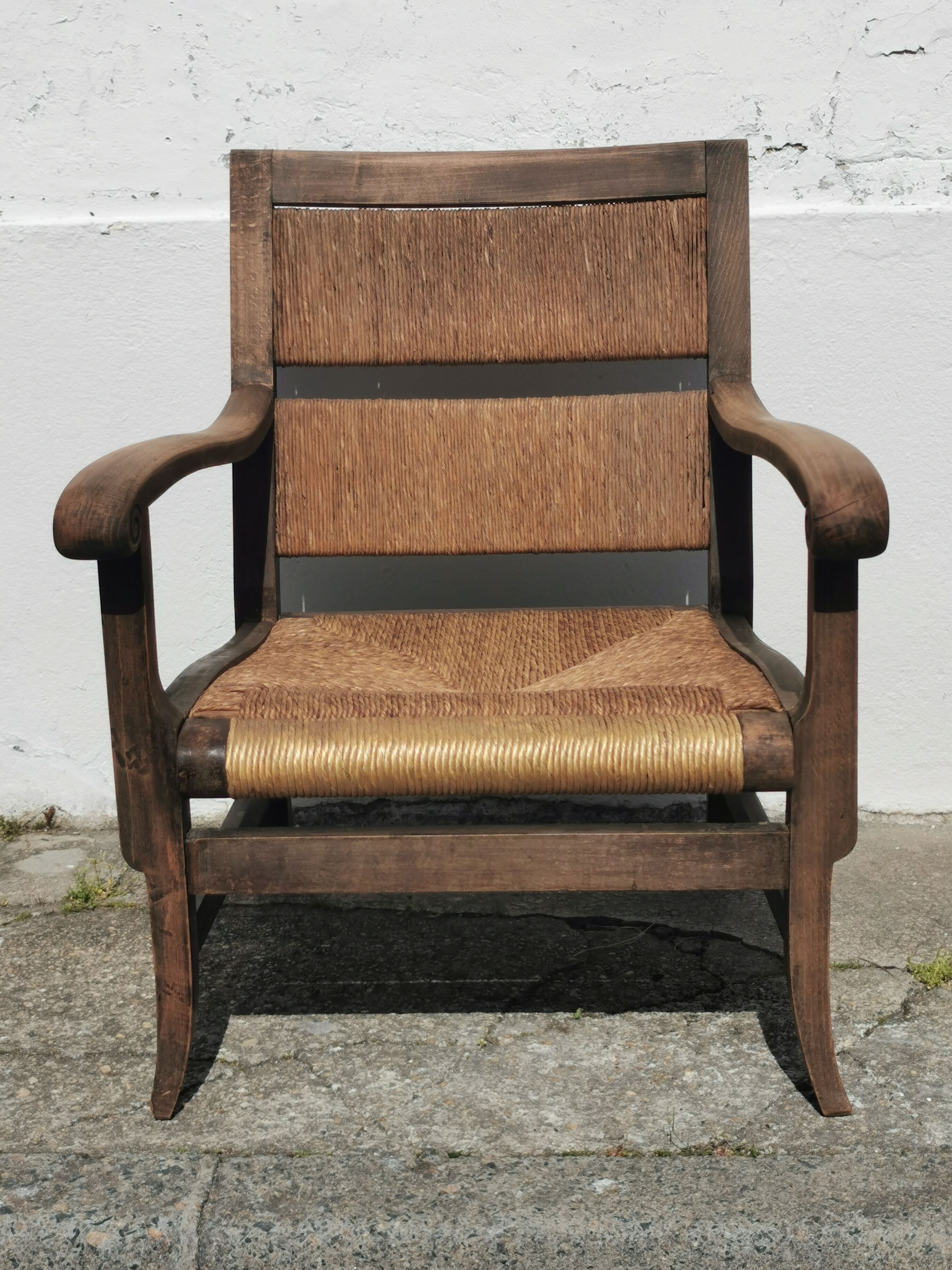 Pair of straw armchairs from the 1940s
