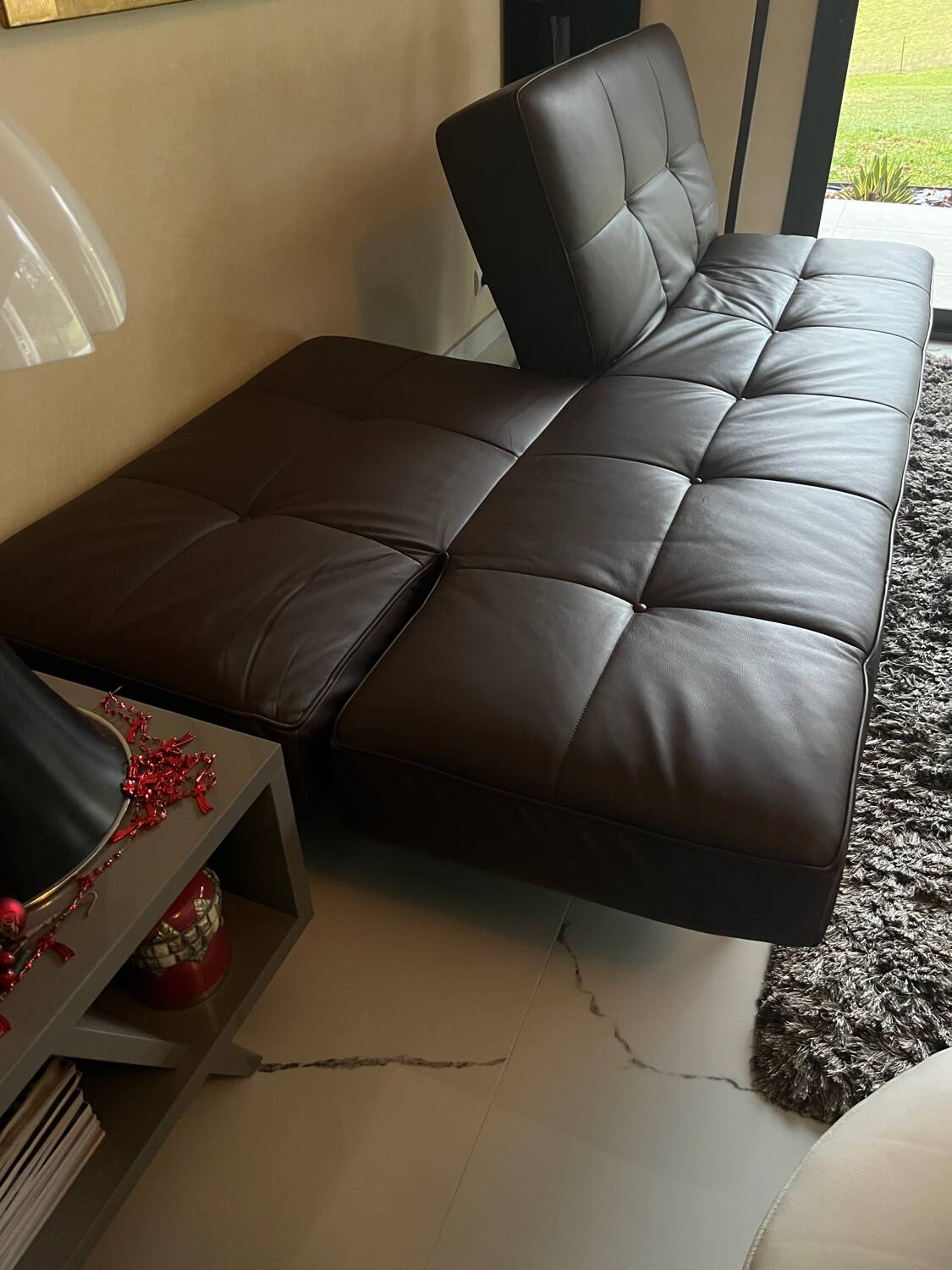 Brown leather Smala sofa